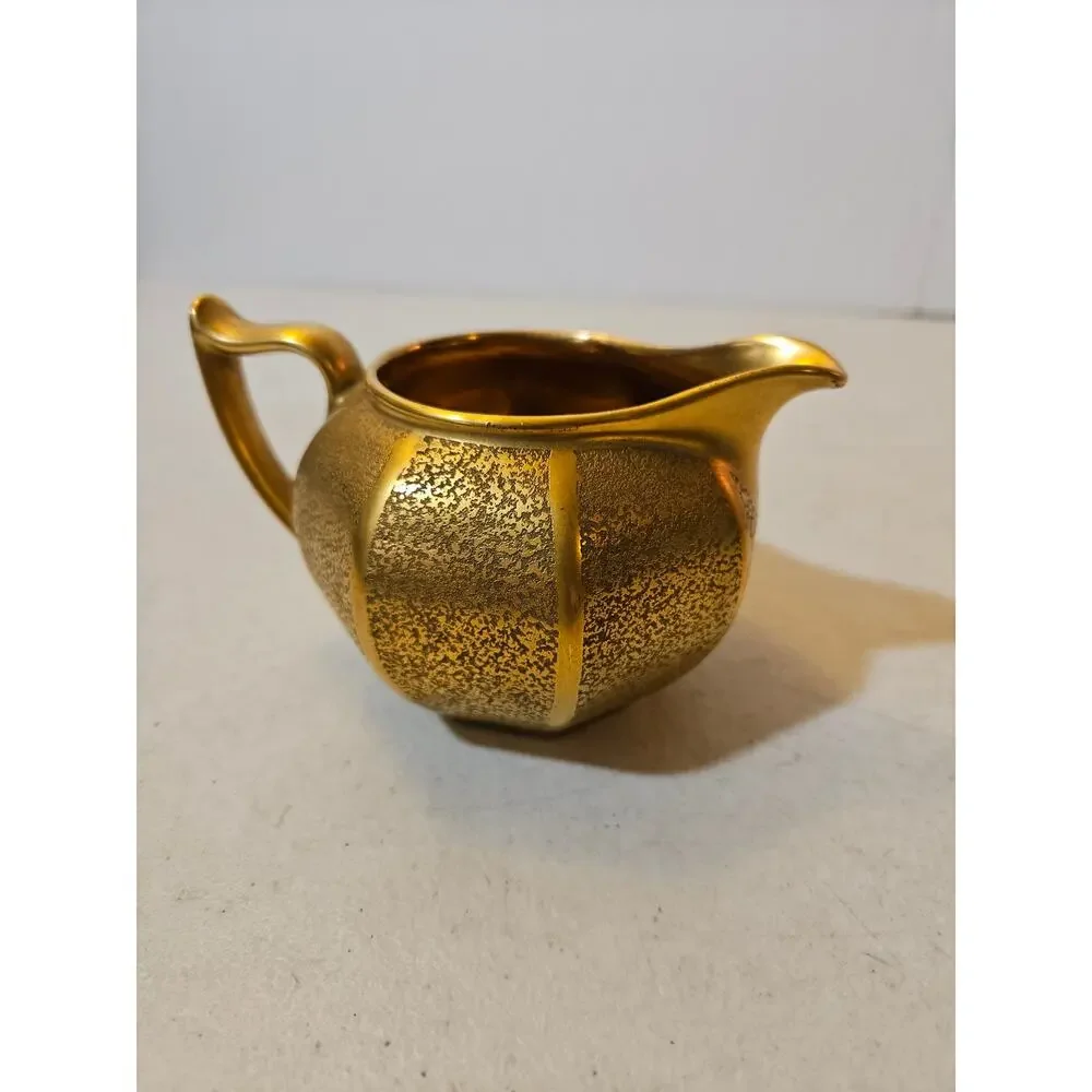 Vintage Gold Painted Porcelain Bavaria Bavarian Creamer